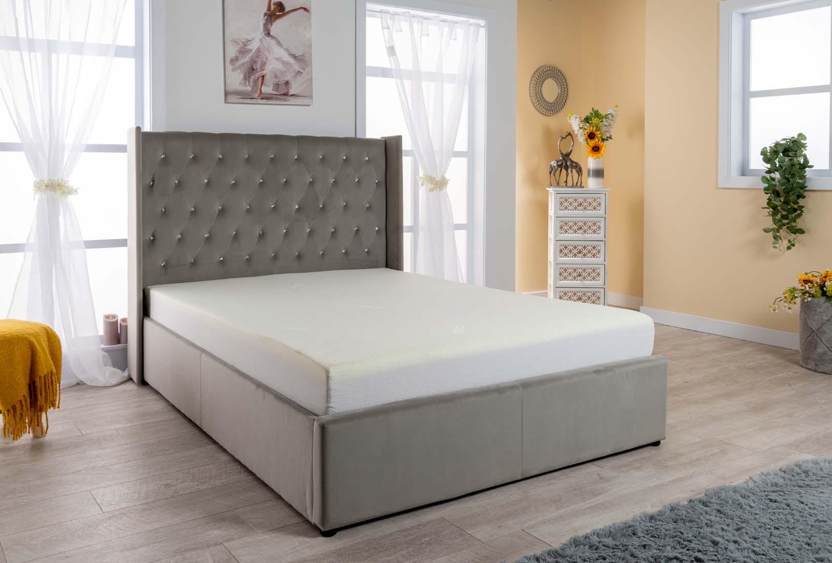 Chesterfield Velvet Ottoman Storage Bed