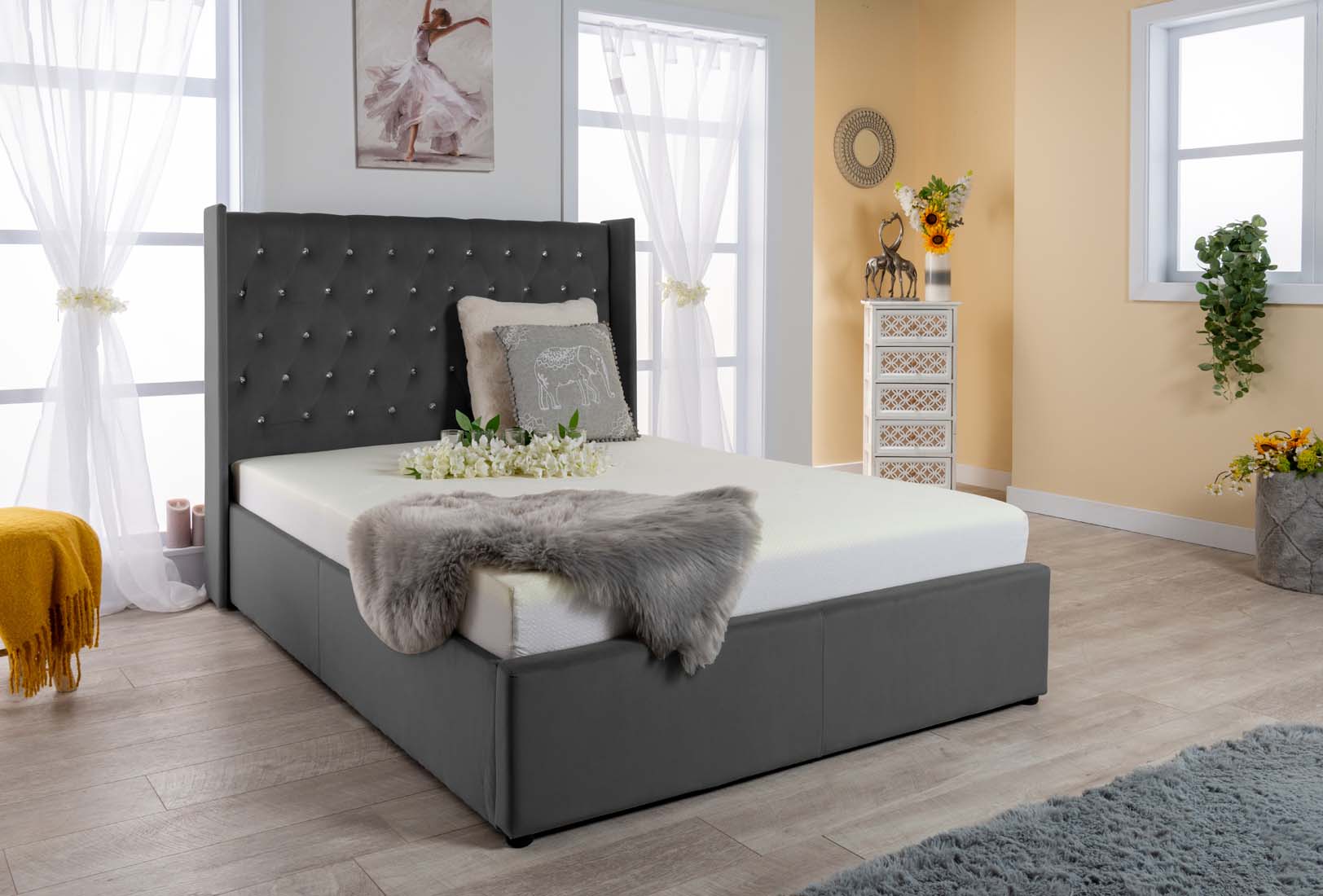 Chesterfield Velvet Ottoman Storage Bed