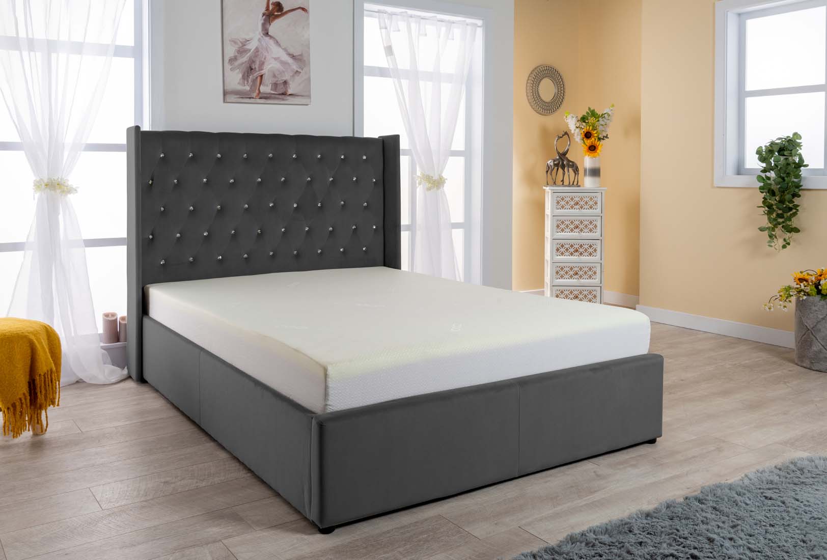 Chesterfield Velvet Ottoman Storage Bed