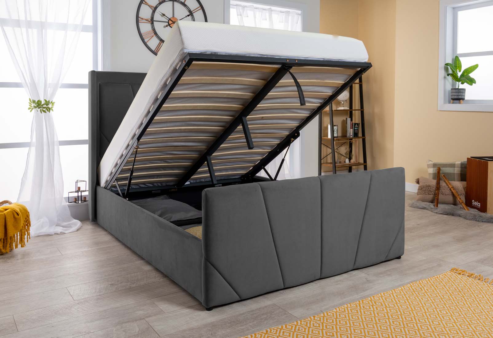 Astoria Velvet Ottoman Storage Bed