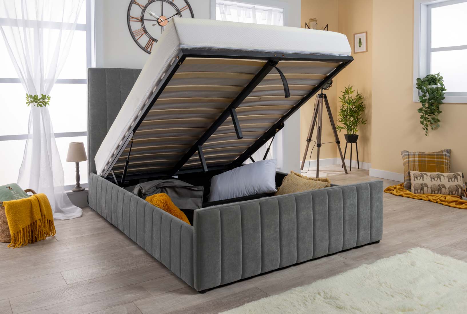 Grand Winchester Velvet Ottoman Storage Bed