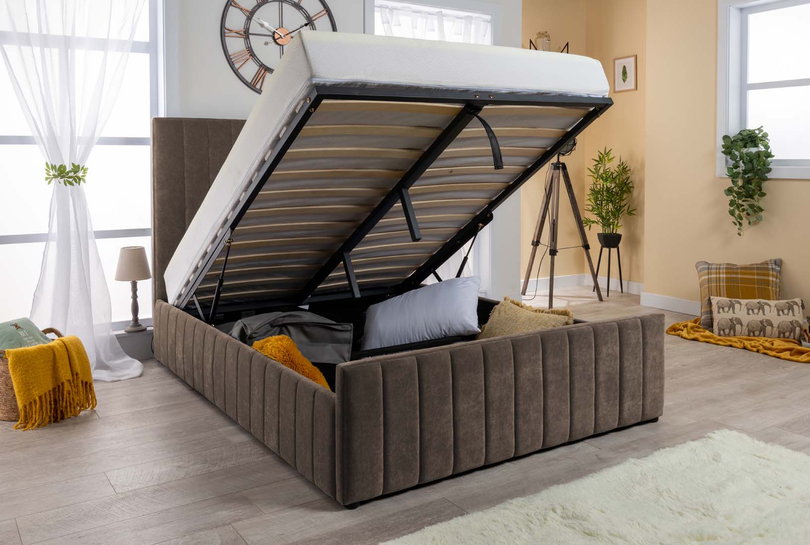 Grand Winchester Velvet Ottoman Storage Bed