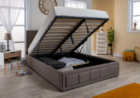 Grayson Grey Fabric Ottoman Storage Bed