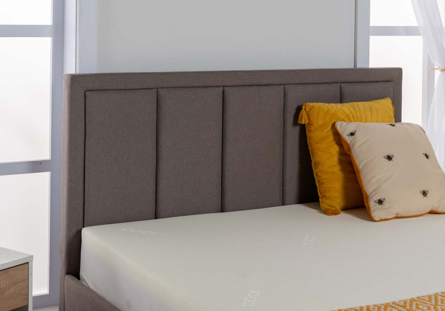 Grayson Grey Fabric Ottoman Storage Bed