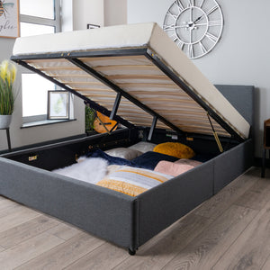 Havana Grey Fabric Ottoman Storage Bed