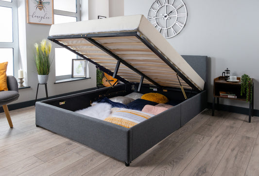 Havana Grey Fabric Ottoman Storage Bed