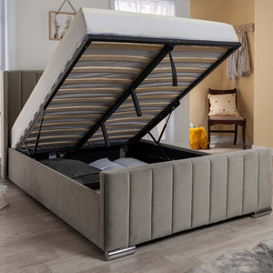 Nevis Velvet Ottoman Storage Gas Lift Bed