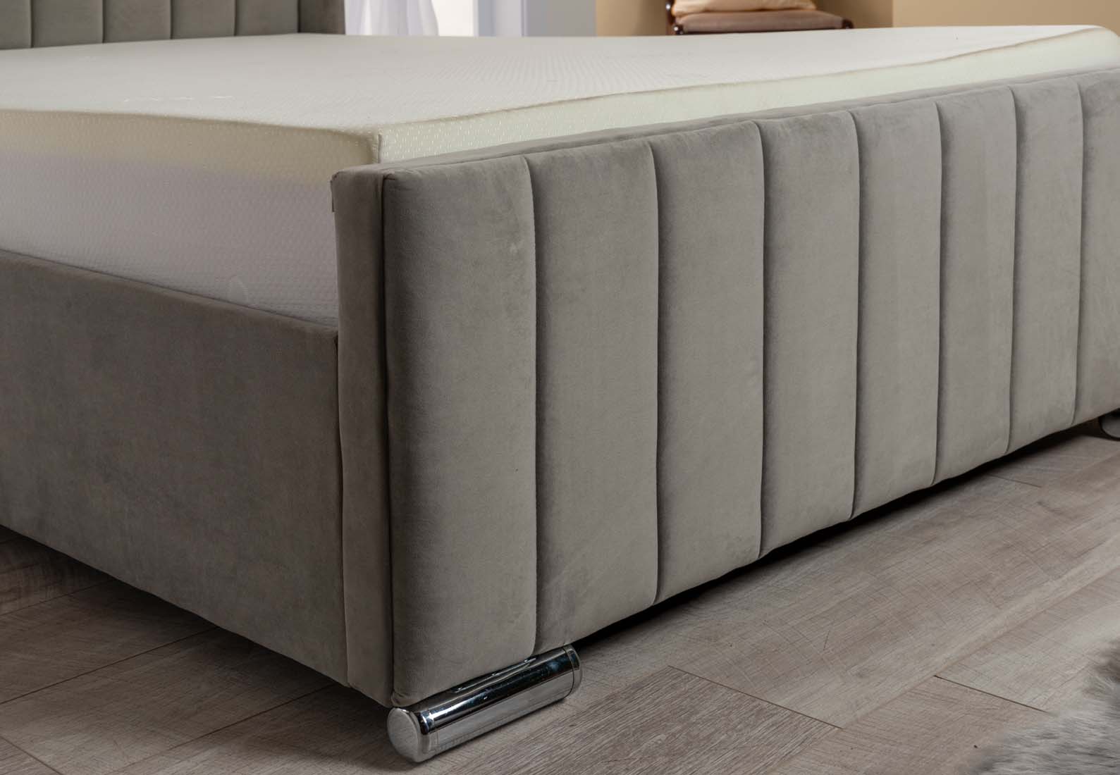 Nevis Velvet Ottoman Storage Gas Lift Bed