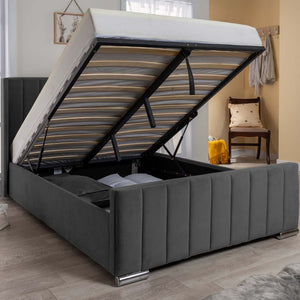 Nevis Velvet Ottoman Storage Gas Lift Bed