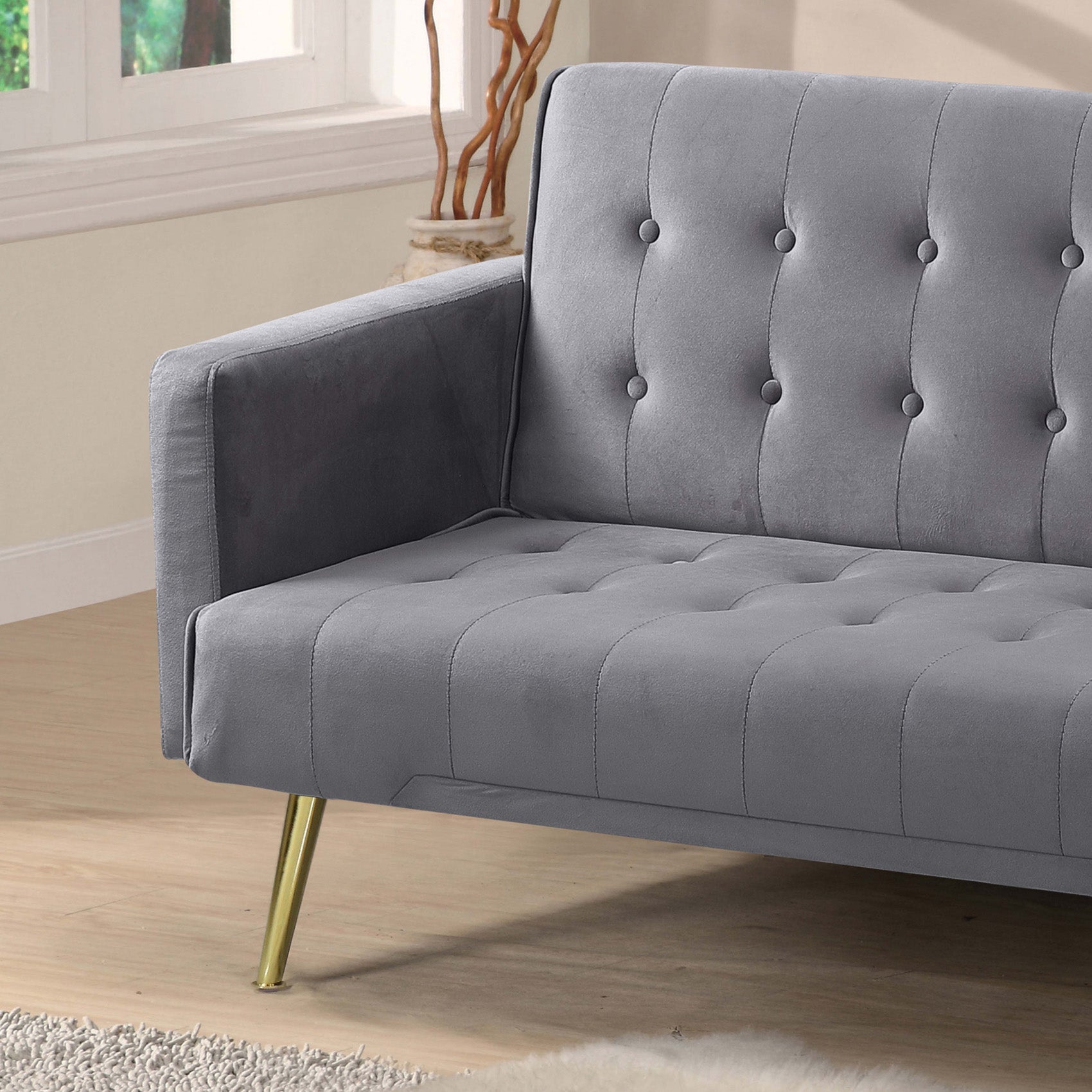 Nour Velvet Upholstered 3 Seater Sofa Bed