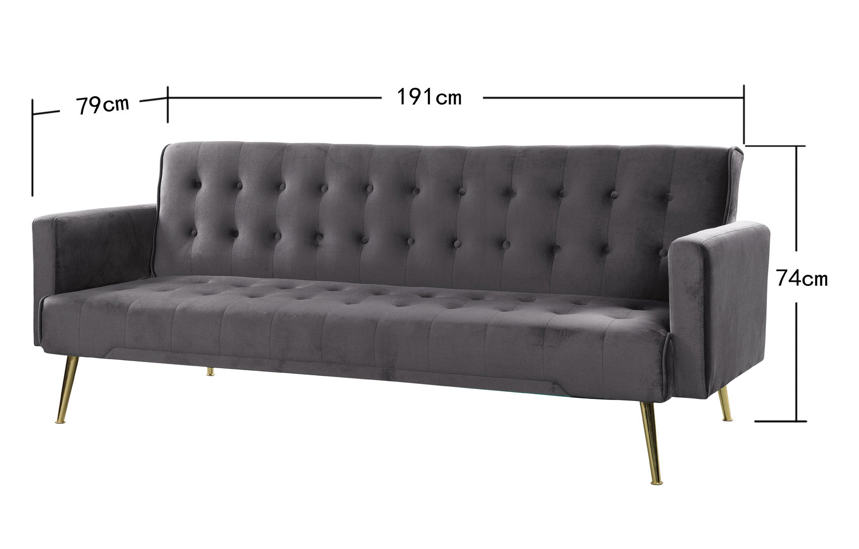 Nour Velvet Upholstered 3 Seater Sofa Bed