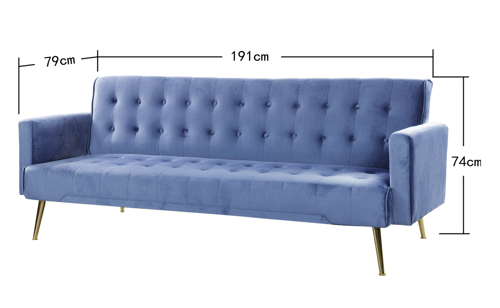 Nour Velvet Upholstered 3 Seater Sofa Bed